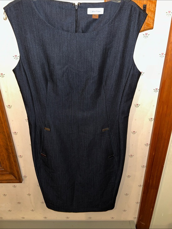 Calvin Klein Dresses & Skirts - Calvin Klein Dark Navy Sleeveless Sheath Midi Dress